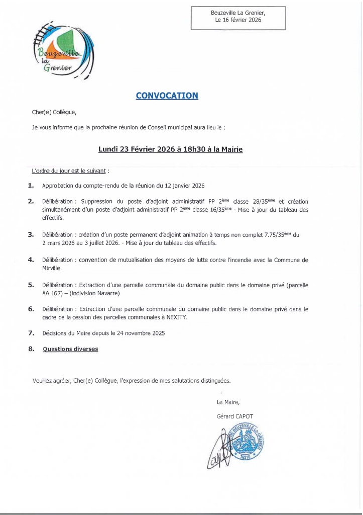 CONVOCATION CONSEIL MUNICIPAL 