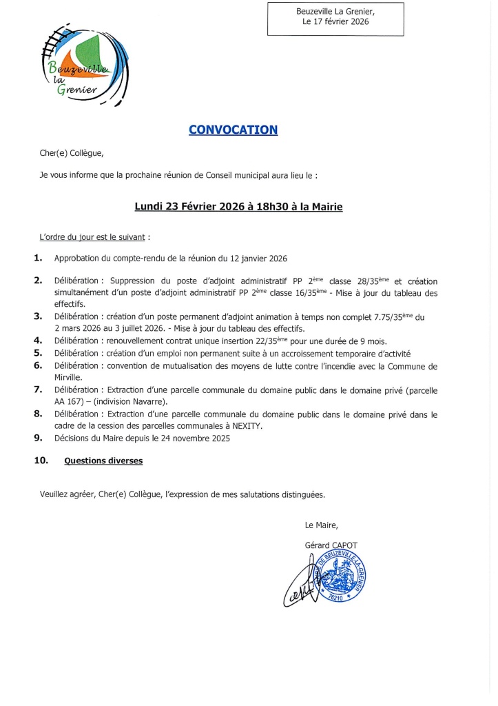 CONVOCATION CONSEIL MUNICIPAL 