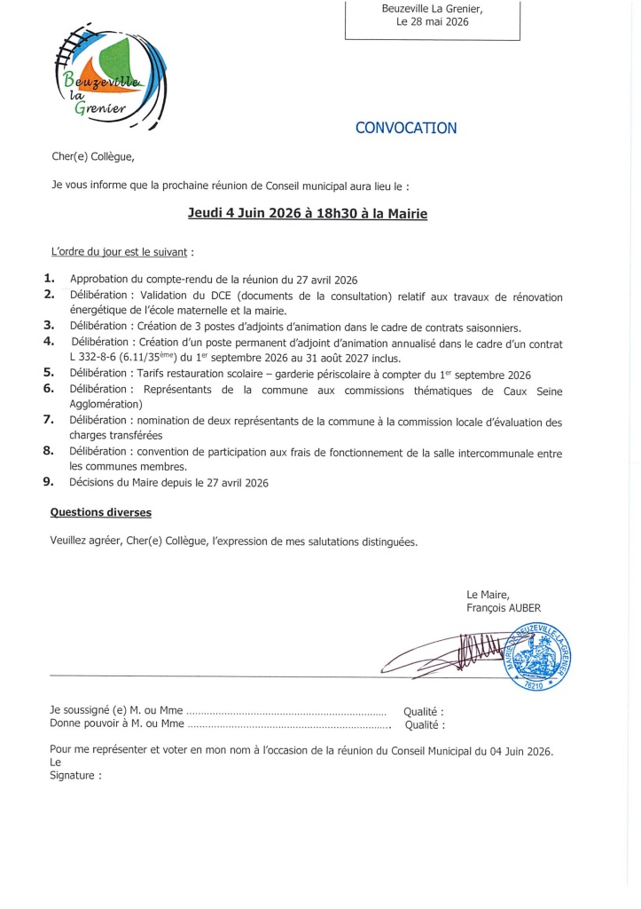 CONSEIL MUNICIPAL DU 04 JUIN 2026